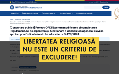 Libertatea religioasă nu este un criteriu de excludere!