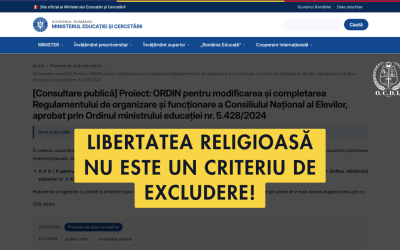 Libertatea religioasă nu este un criteriu de excludere!